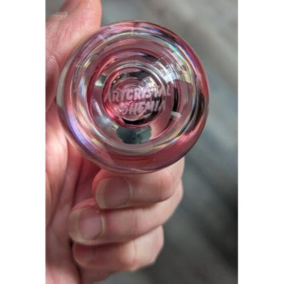 Artcristal Bohemia Czech Handcrafted Egg Paperweight Glass Art Pink Bubbles - Picture 4 of 4